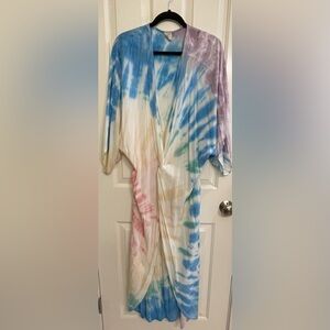 Rainbow Multicolor Tie-Dye Maxi Coverup